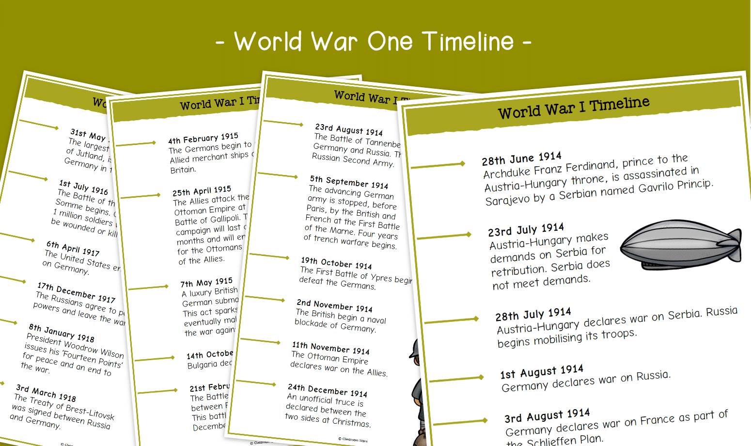 Free Printable World War 1 Worksheets