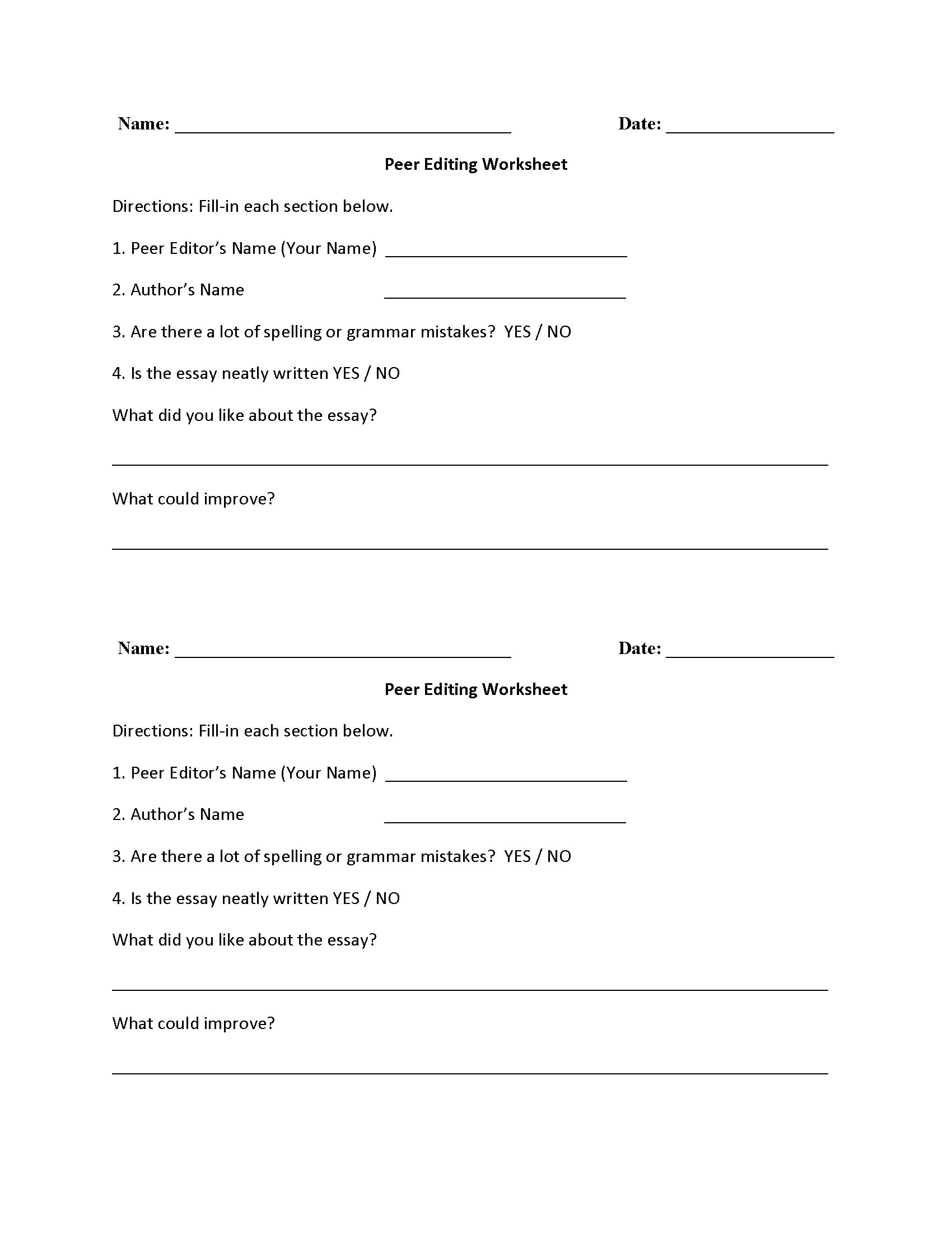 Free Printable Sentence Correction Worksheets