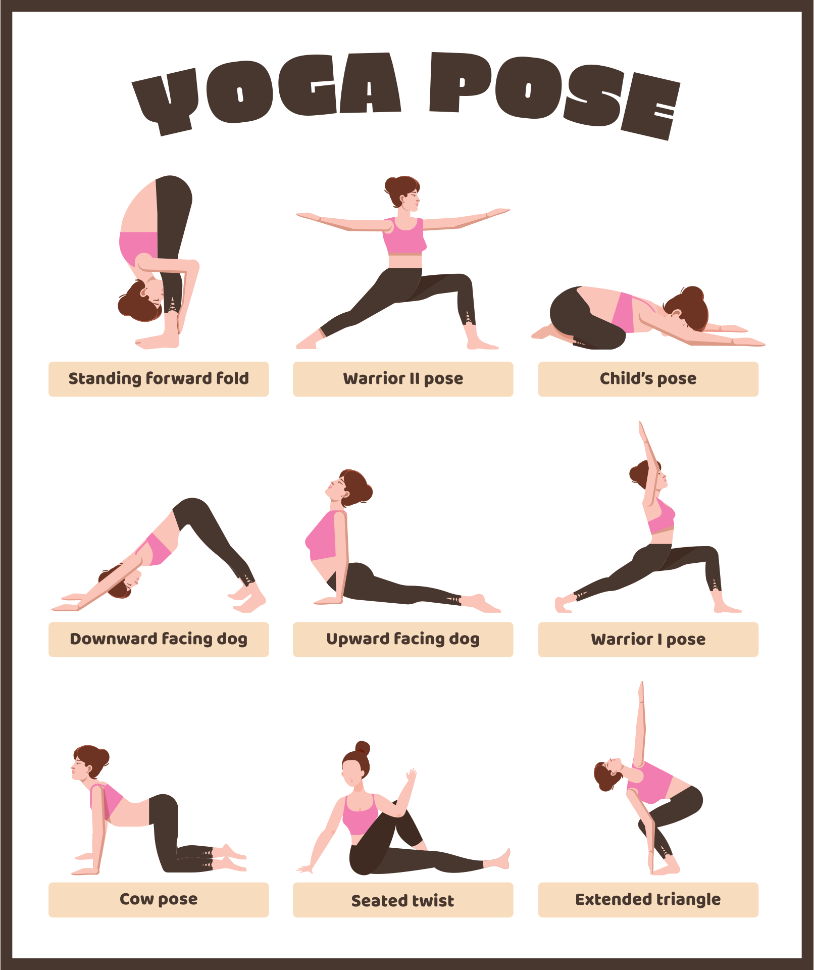 Yoga Poses Chart 10 Free PDF Printables Printablee